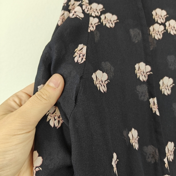 A.L.C. Navy Blue Simona Falling Iris Mini Dress Tie Waist 100% Silk Sz SM - Picture 10 of 15